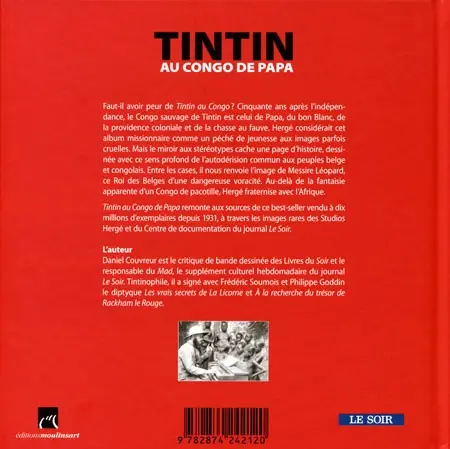 Verso de l'album Tintin au Congo de Papa