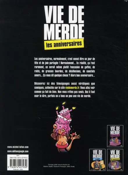Verso de l'album Vie de merde Tome 3 Les anniversaires