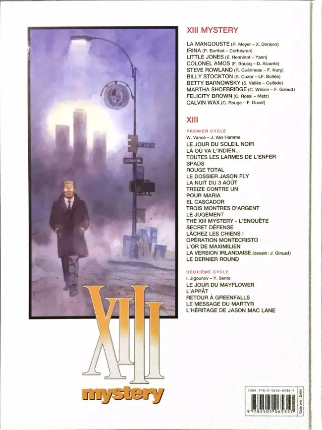 Verso de l'album XIII Mystery Tome 10 Calvin Wax