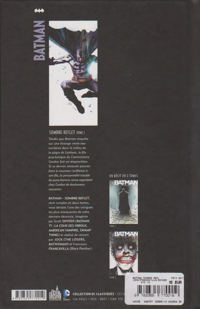 Verso de l'album Batman : Sombre reflet Tome 1 Sombre reflet - Tome 1