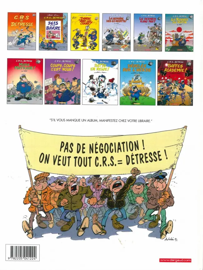 Verso de l'album CRS = Détresse Tome 1 C.R.S = Détresse