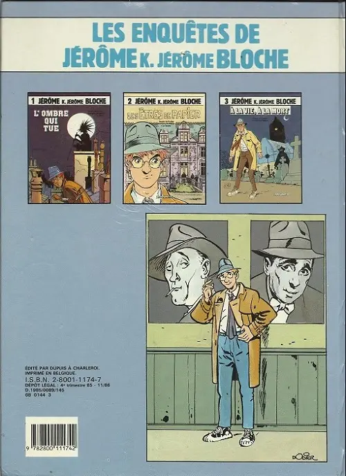 Verso de l'album Jérôme K. Jérôme Bloche Tome 2 Les êtres de papier