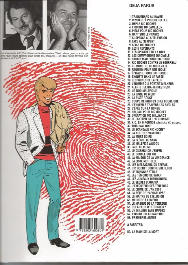 Verso de l'album Ric Hochet Tome 9 Alias Ric Hochet