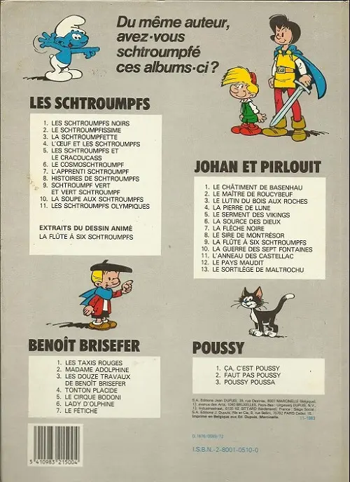 Verso de l'album Les Schtroumpfs Tome 10 La soupe aux Schtroumpfs