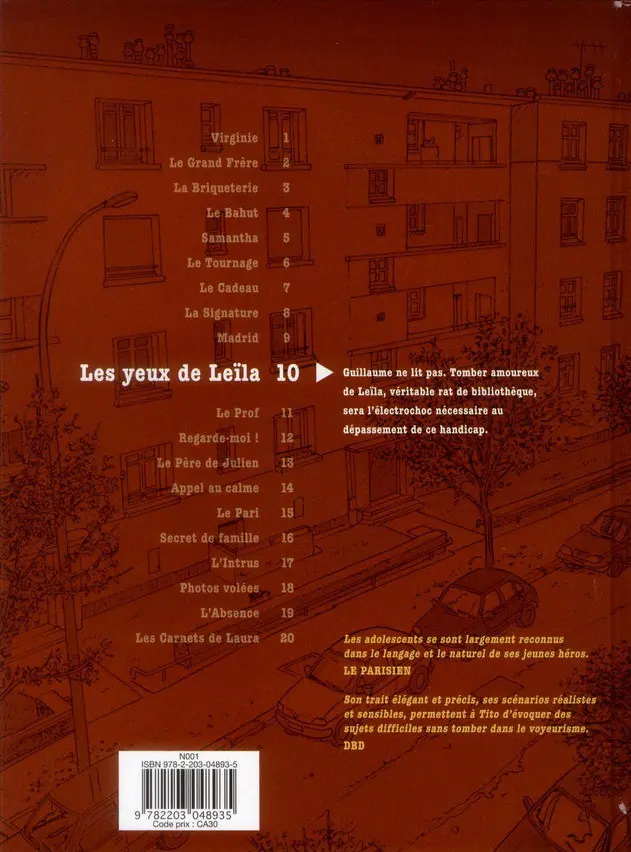 Verso de l'album Tendre banlieue Tome 10 Les yeux de Leïla
