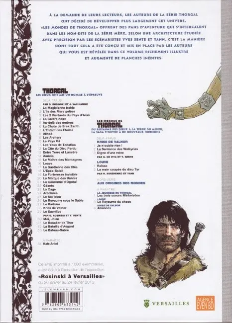 Verso de l'album Les mondes de Thorgal Aux origines des Mondes