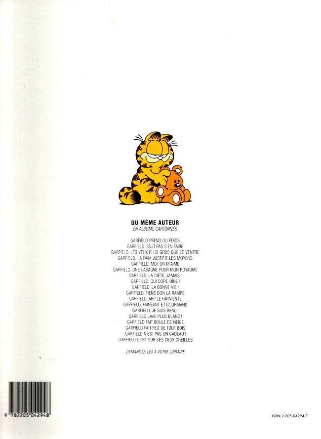 Verso de l'album Garfield Tome 18 Dort sur ses deux oreilles