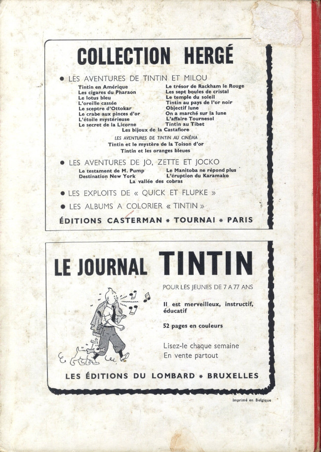 Verso de l'album Tintin Tome 80