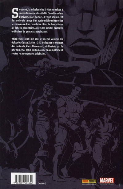 Verso de l'album Best of Marvel 15 X-Men : Vignettes