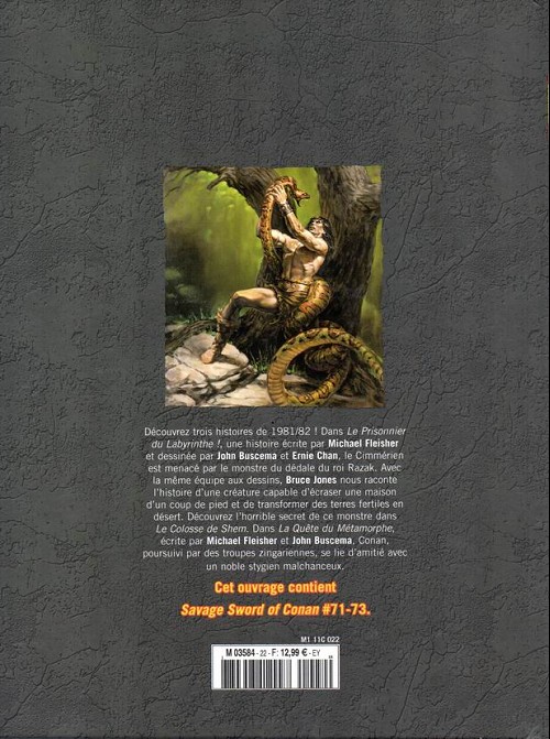Verso de l'album The Savage Sword of Conan - La Collection Tome 22 Le prisonnier du labyrinthe !