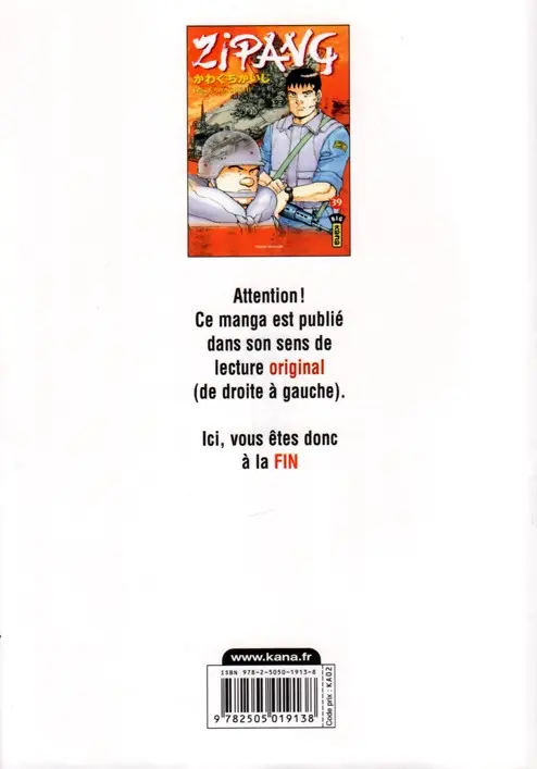 Verso de l'album Zipang 39
