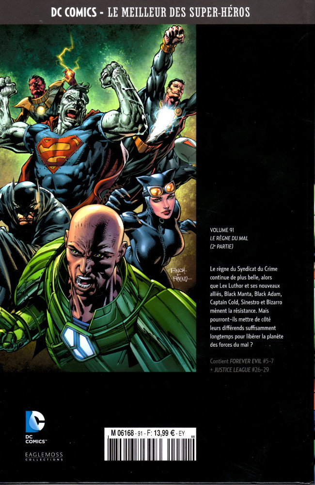 Verso de l'album DC Comics - Le Meilleur des Super-Héros Volume 91 Justice League - Le Règne du Mal - 2e partie