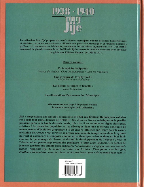 Verso de l'album Tout Jijé Tome 16 1938-1940