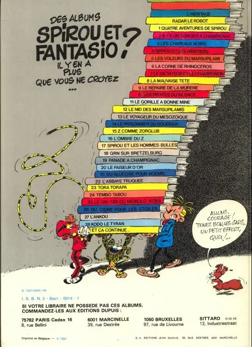 Verso de l'album Spirou et Fantasio Tome 12 Le nid des Marsupilamis