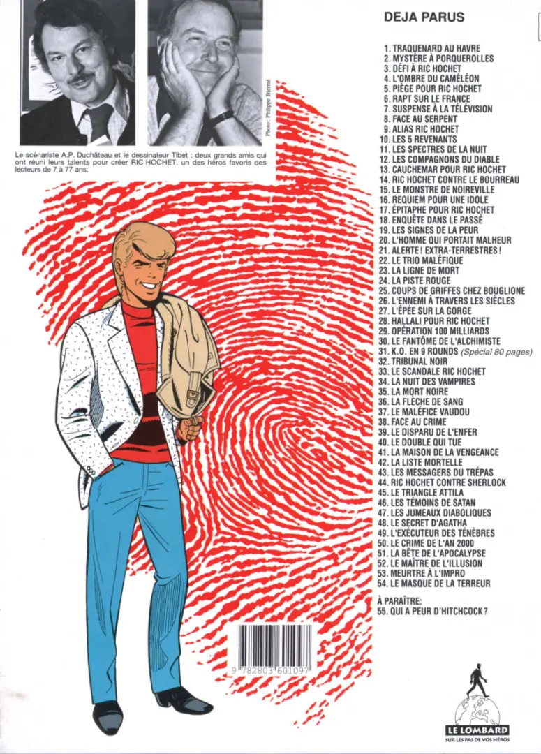 Verso de l'album Ric Hochet Tome 31 K.O. en 9 rounds