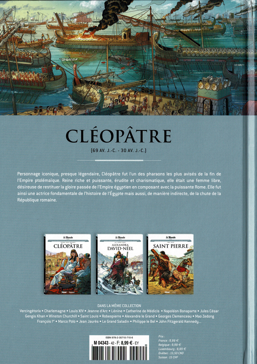 Verso de l'album Les grands personnages de l'Histoire en bandes dessinées Tome 42 Cléopâtre