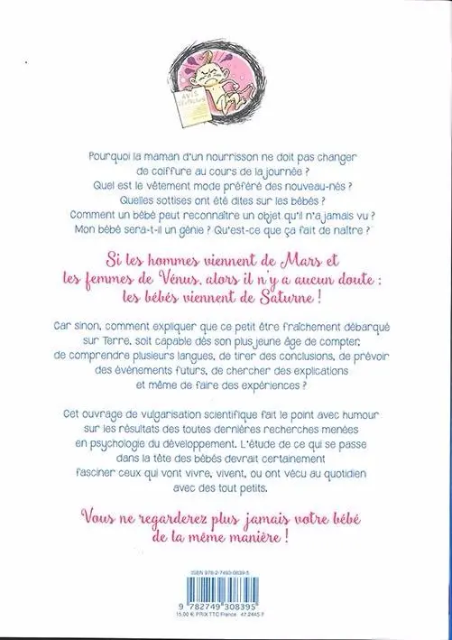 Verso de l'album ... Et les bébés viennent de Saturne !
