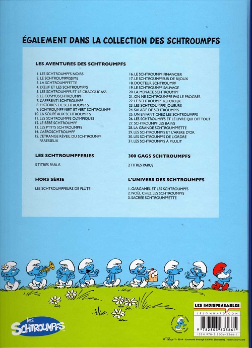 Verso de l'album Les Schtroumpfs Tome 18 Docteur Schtroumpf