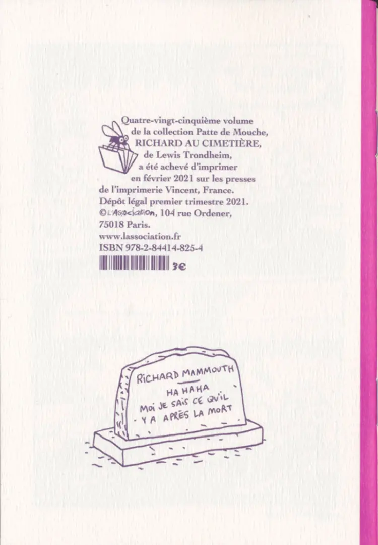 Verso de l'album Richard Tome 3 Richard au cimetière