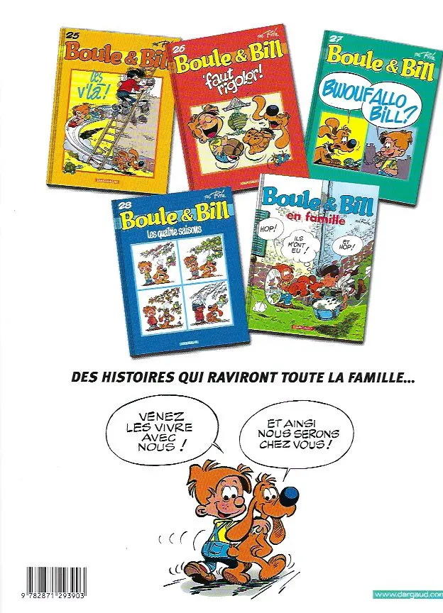Verso de l'album Boule & Bill Tome 27 Bwouf Allo Bill ?