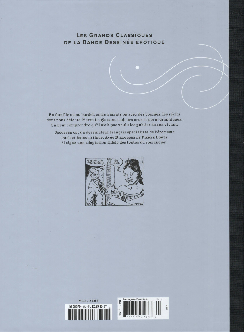 Verso de l'album Les Grands Classiques de la Bande Dessinée Érotique - La Collection Tome 163 Dialogues de Pierre Louÿs