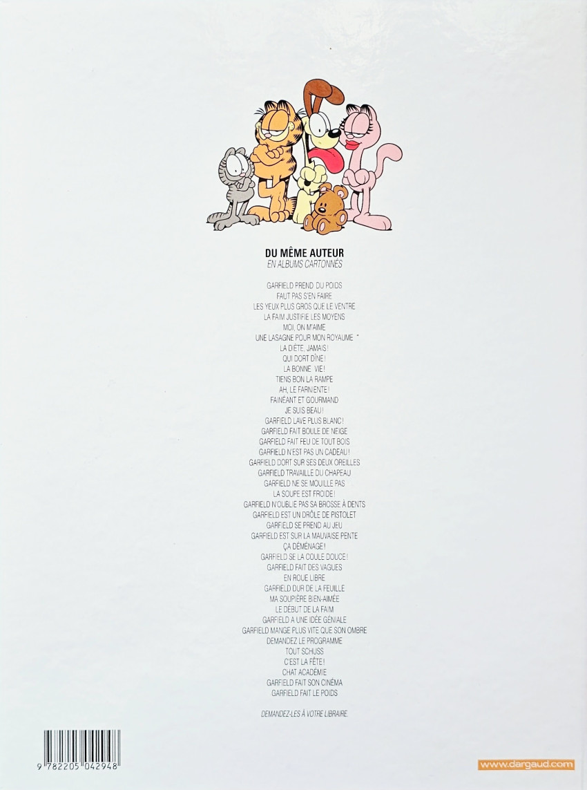 Verso de l'album Garfield Tome 18 Garfield dort sur ses deux oreilles
