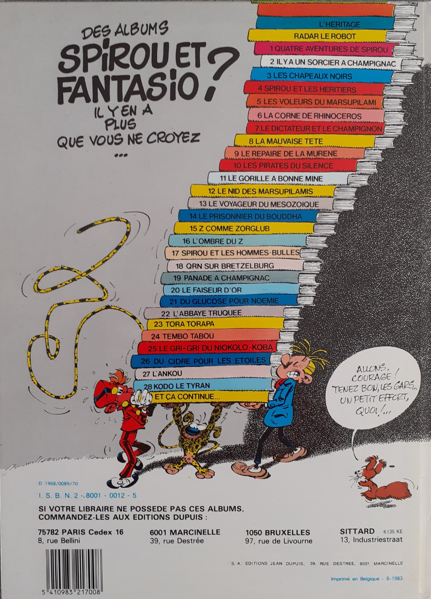 Verso de l'album Spirou et Fantasio Tome 10 Les pirates du silence