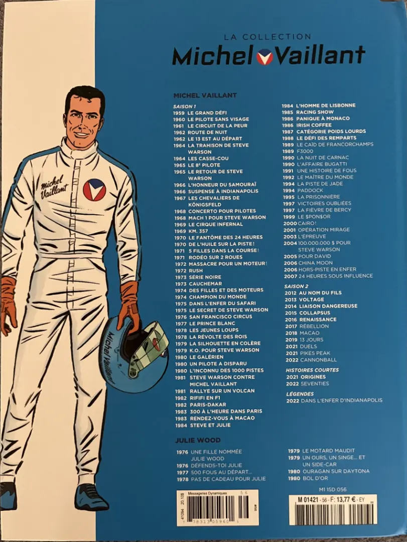 Verso de l'album Michel Vaillant La Collection 56 Renaissance