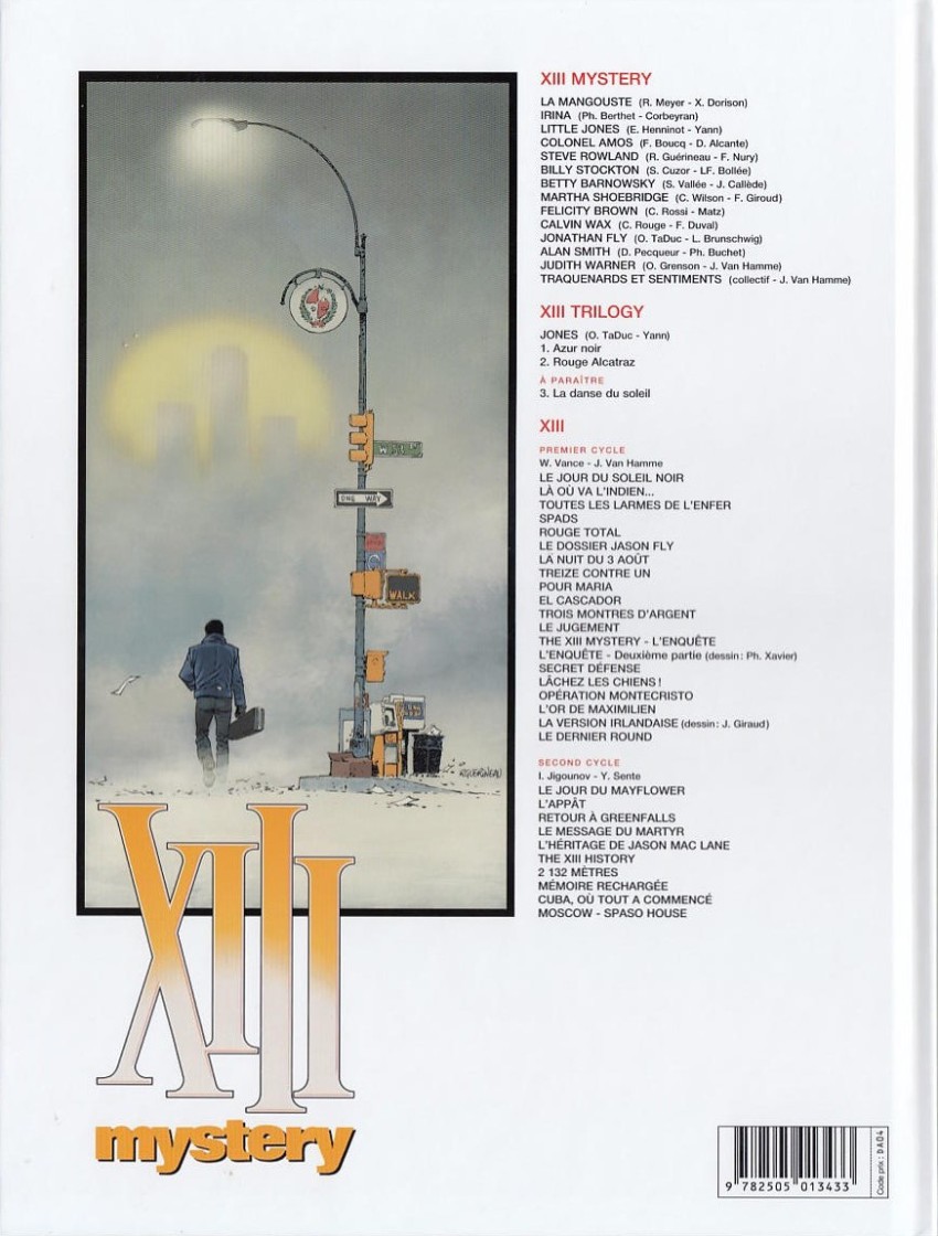 Verso de l'album XIII Mystery Tome 5 Steve Rowland