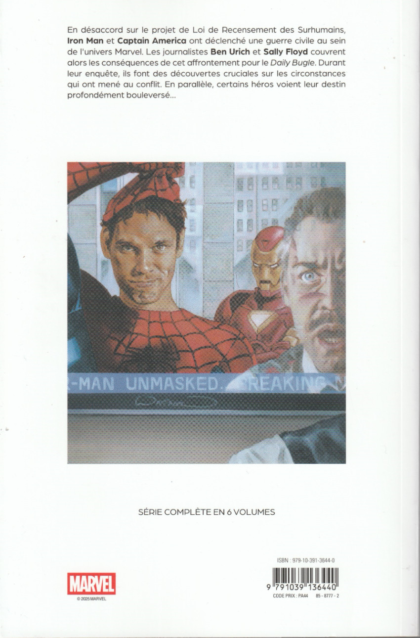 Verso de l'album Civil War Tome 4 Journal de guerre