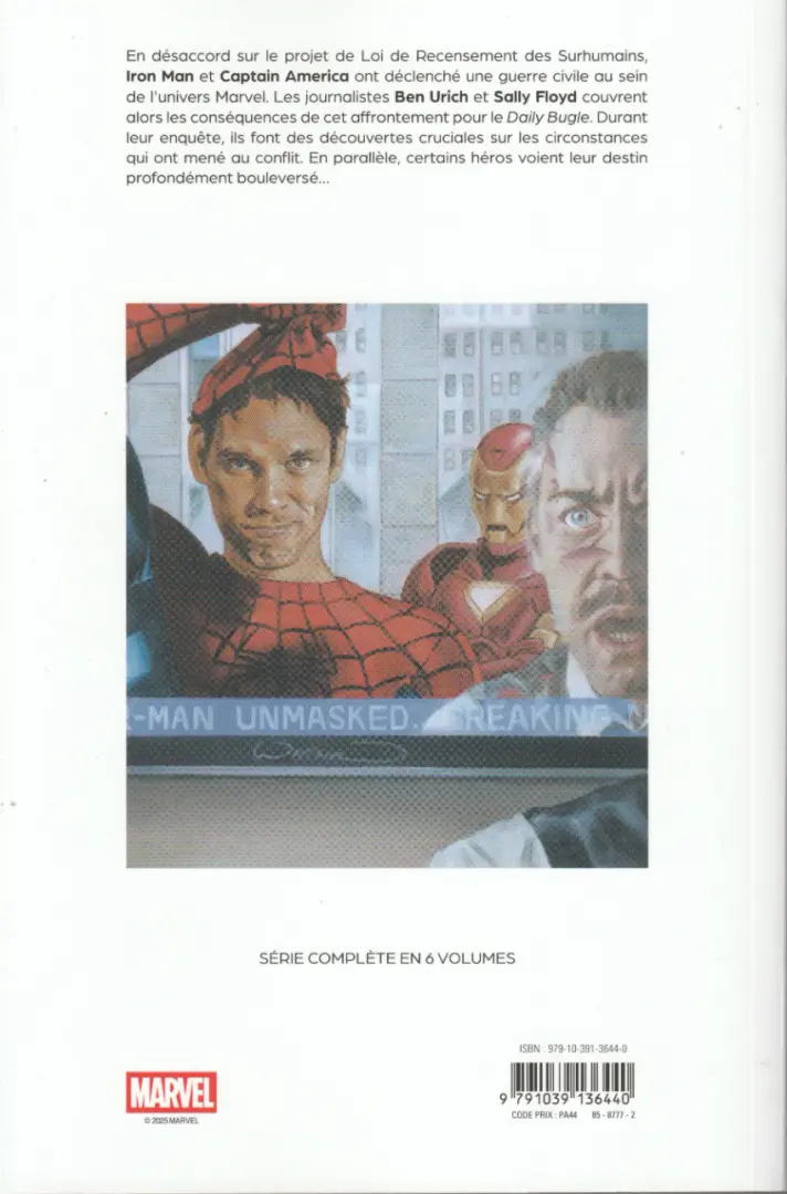 Verso de l'album Civil War Tome 4 Journal de guerre