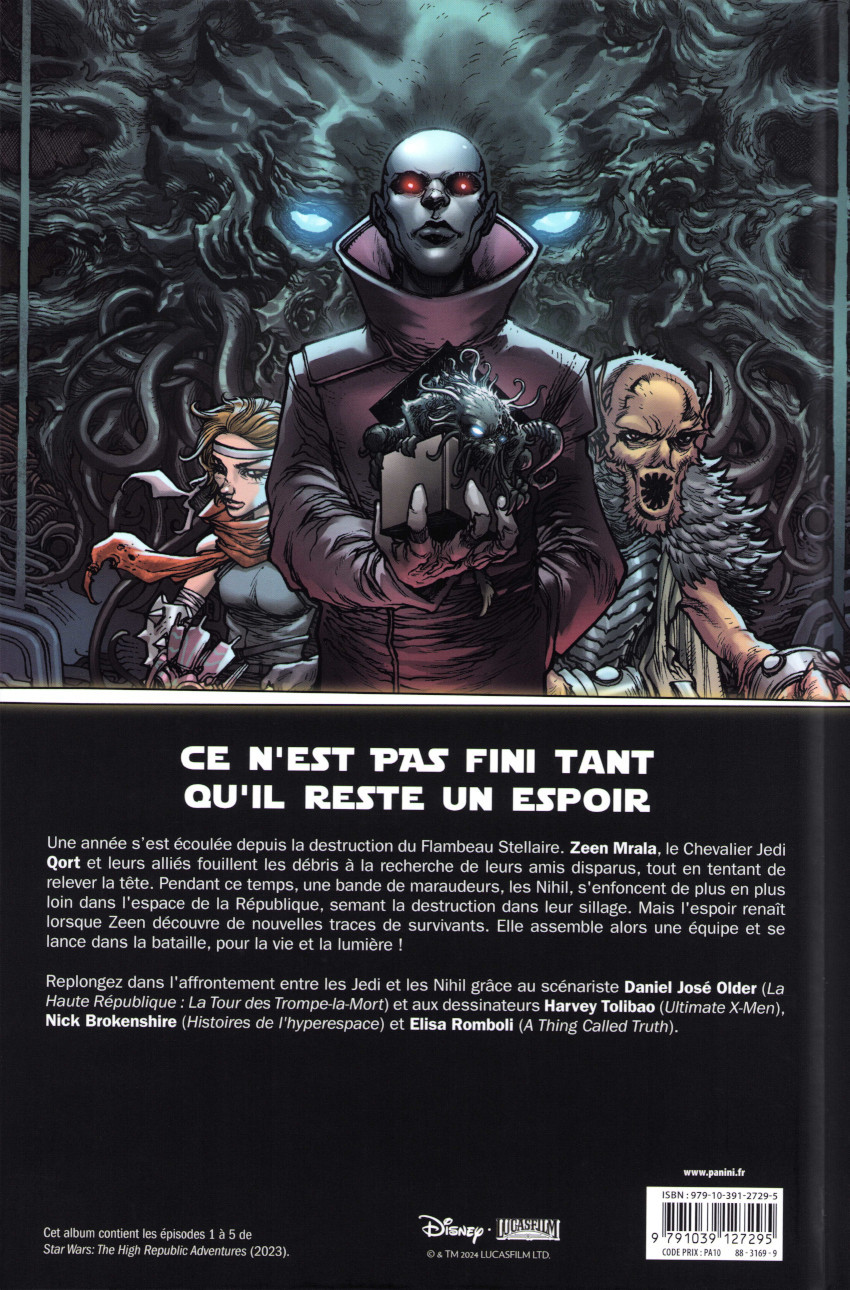 Verso de l'album Star Wars : La Haute République - Les aventures Tome 1 Maintenant ou jamais