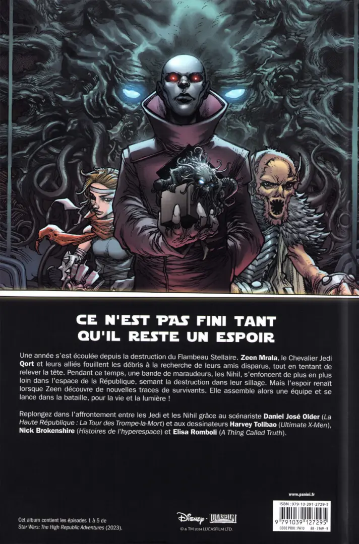 Verso de l'album Star Wars : La Haute République - Les aventures Tome 1 Maintenant ou jamais