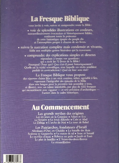 Verso de l'album La fresque biblique Tome 1 Au commencement