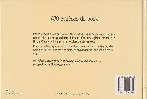 Verso de l'album 479 espèces de poux