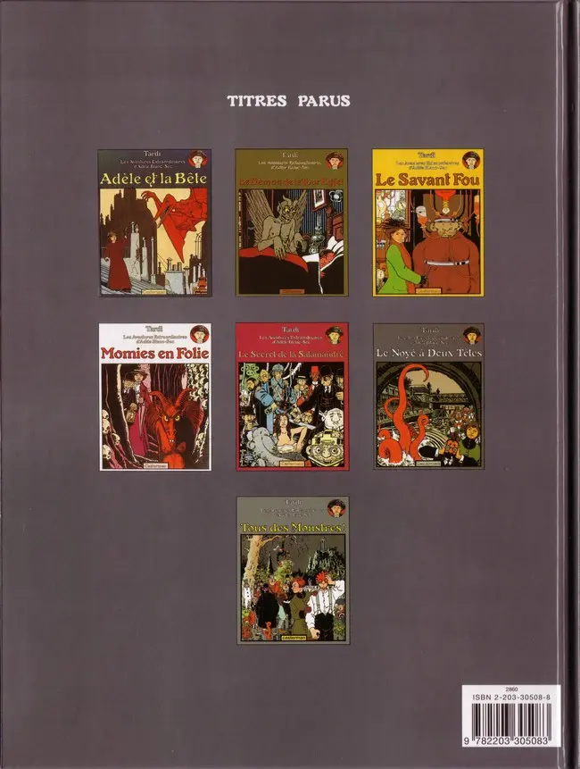 Verso de l'album Les Aventures Extraordinaires d'Adèle Blanc-Sec Tome 7 Tous des Monstres !