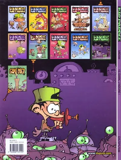 Verso de l'album Kid Paddle Tome 10 Dark, j'adore !