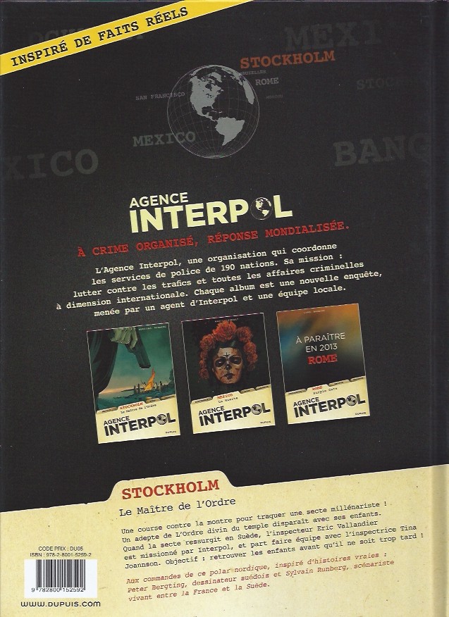 Verso de l'album Agence Interpol Tome 2 Stockholm - Le Maître de l'Ordre