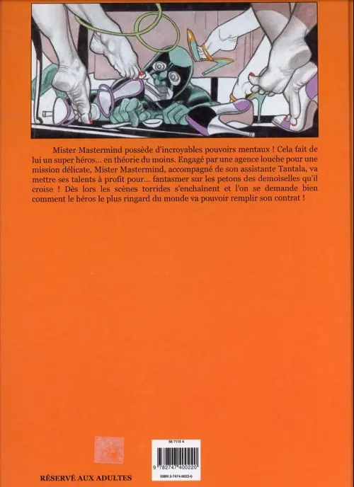 Verso de l'album Mister Mastermind Tome 1 À la poursuite d'Olga