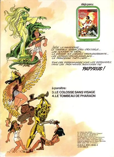 Verso de l'album Papyrus Tome 2 Le maître des trois portes