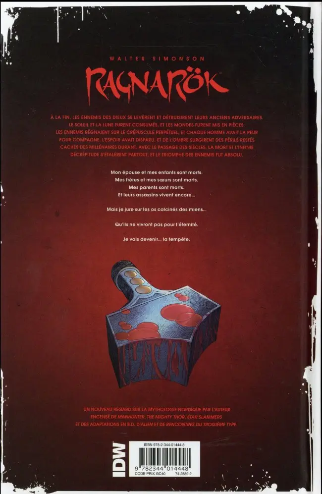 Verso de l'album Ragnarök 1 Le dernier Dieu
