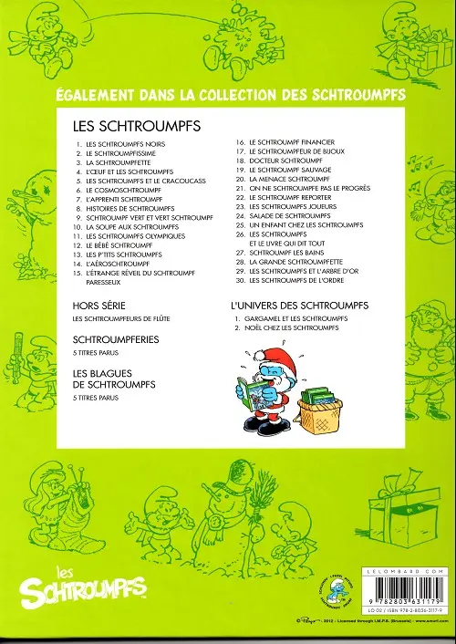 Verso de l'album L'univers des Schtroumpfs Tome 2 Noël chez les Schtroumpfs