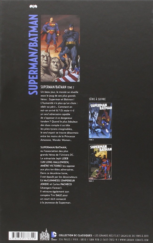 Verso de l'album Superman/Batman Tome 2
