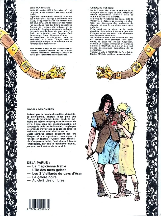 Verso de l'album Thorgal Tome 5 Au-delà des ombres