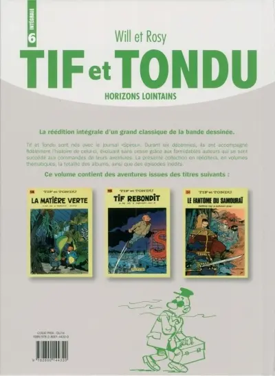 Verso de l'album Tif et Tondu Intégrale Tome 6 Horizons Lointains