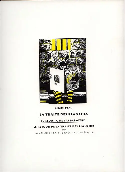Verso de l'album La Traite des planches