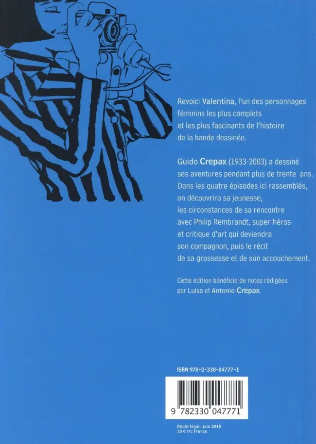 Verso de l'album Valentina Actes Sud Tome 1 Biographie d'un personnage