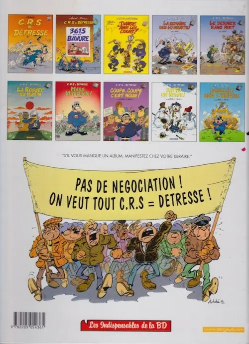 Verso de l'album CRS = Détresse Tome 1 C.R.S = Détresse