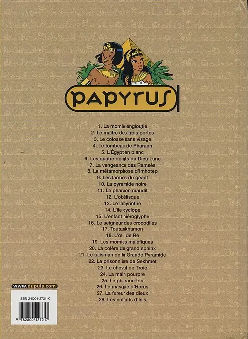 Verso de l'album Papyrus Tome 1 La momie engloutie