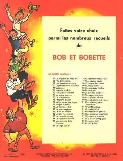 Verso de l'album Bob et Bobette Tome 123 Le cygne noir